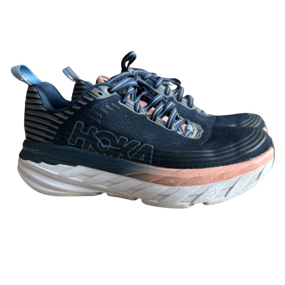 Hoka One One women’s Sz 8 bondi 6 blue & peach color Athletic Shoes